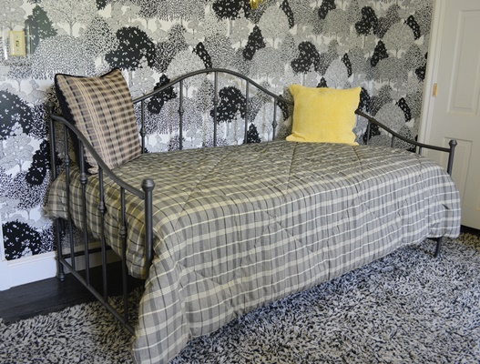 Black Metal Daybed, Mattress and Comforter