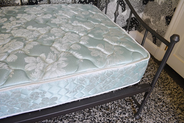 Black Metal Daybed, Mattress and Comforter