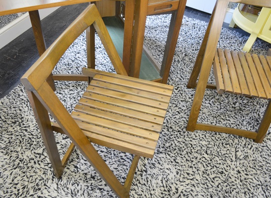 Wood Folding Game Table with Storage For Four Folding Chairs