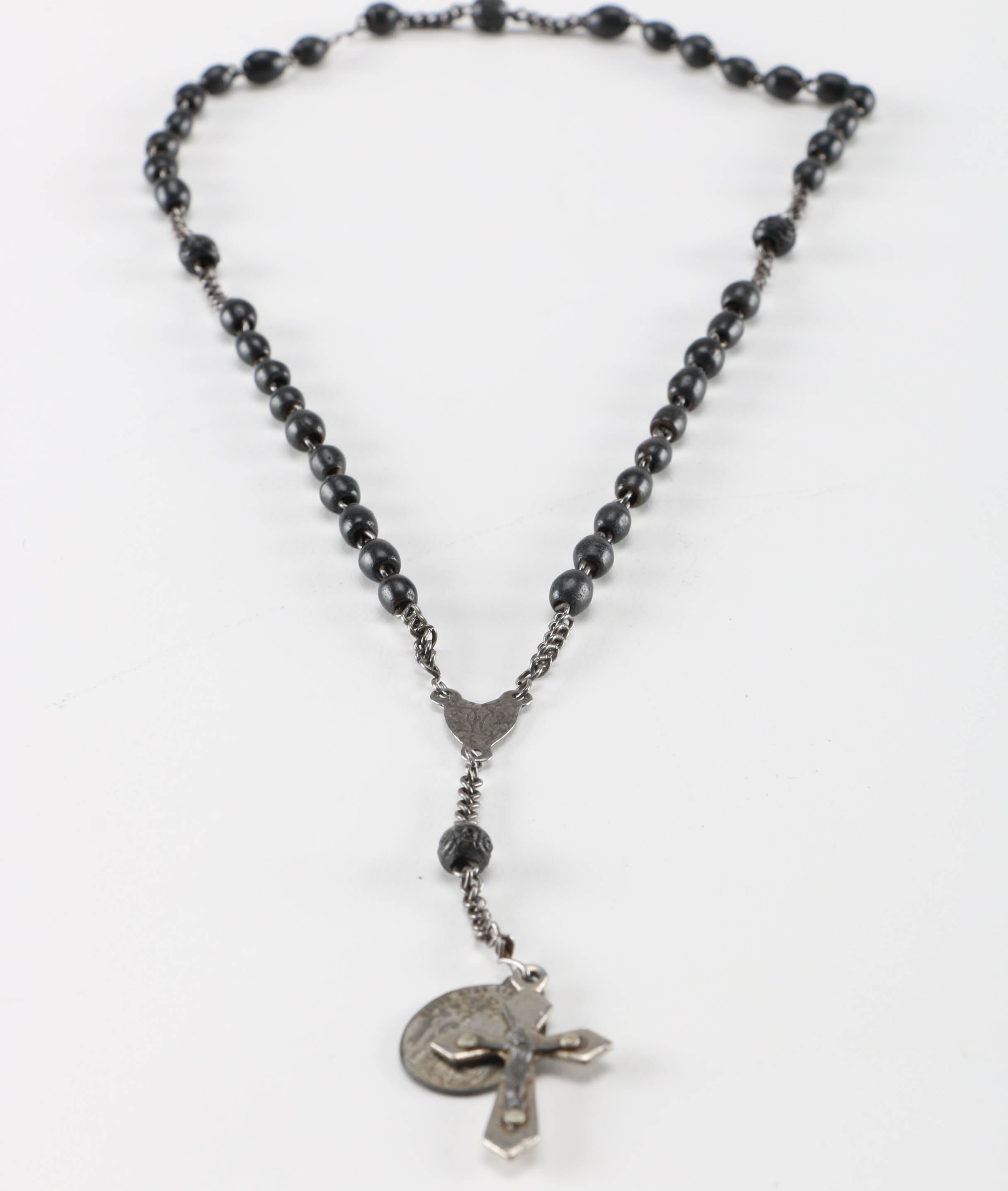 Italian Black Rosary and Lourdes Crucifix