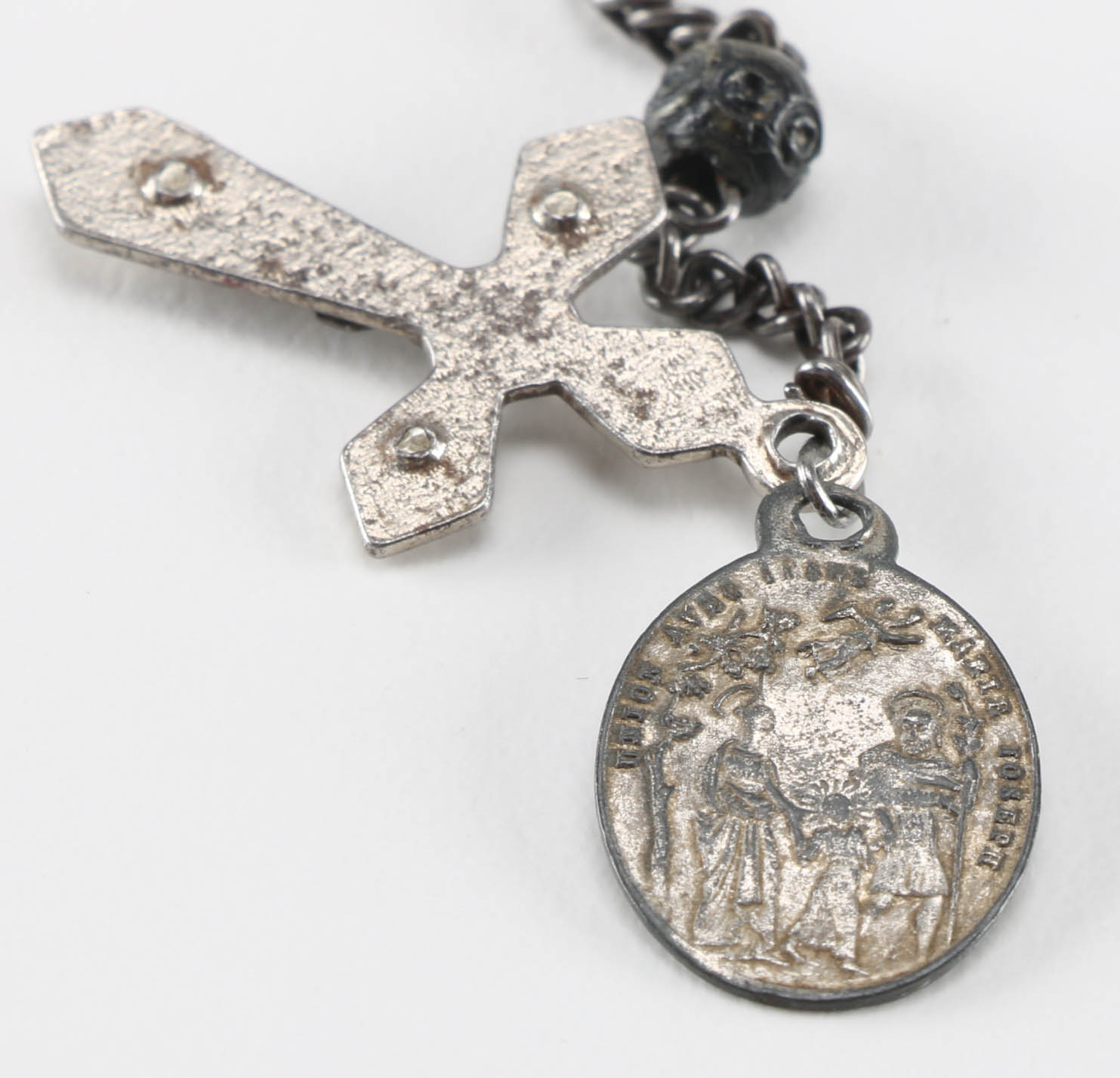Italian Black Rosary and Lourdes Crucifix