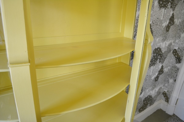 Vintage Yellow Painted Curio Cabinet