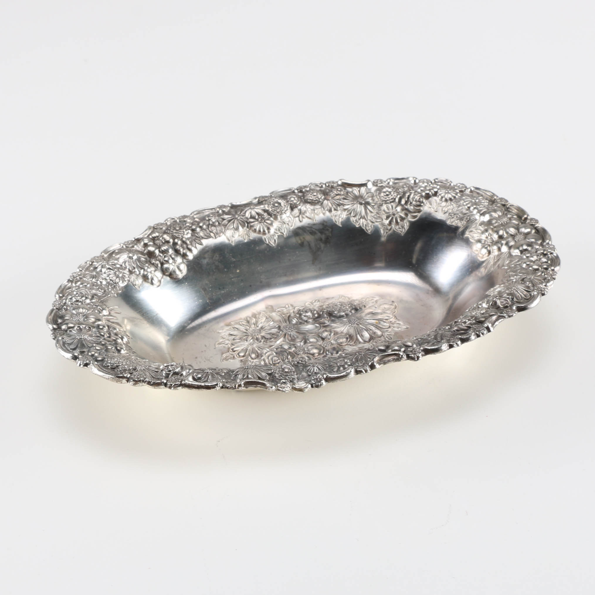 Repoussé Silver Plated Serving Dish