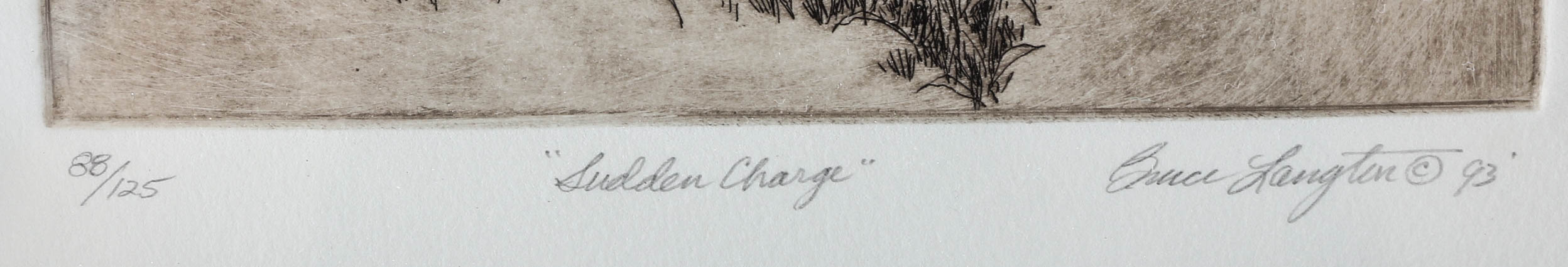 1993 Bruce Langton Signed Limited Edition Etching "Sudden Charge"