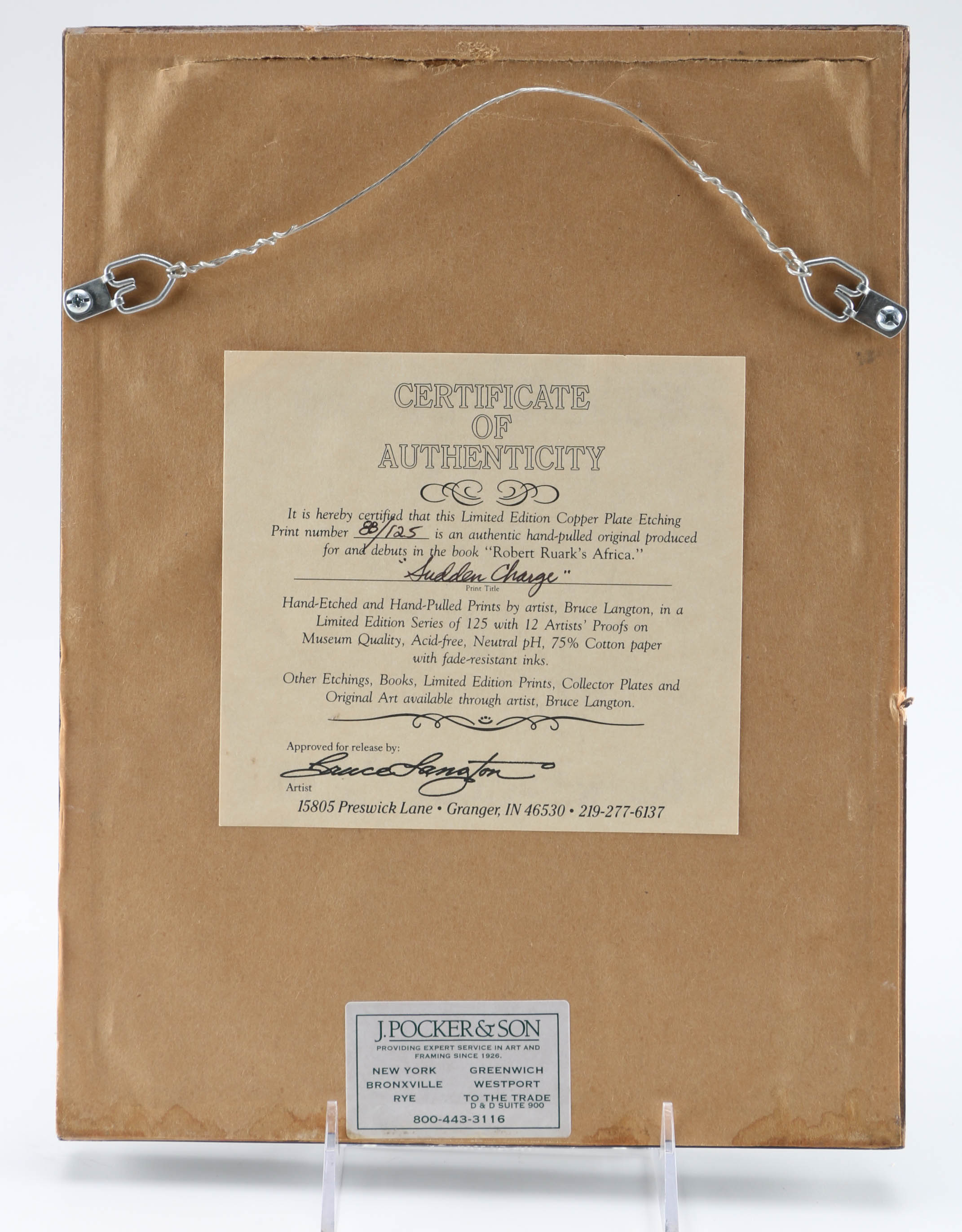 1993 Bruce Langton Signed Limited Edition Etching "Sudden Charge"