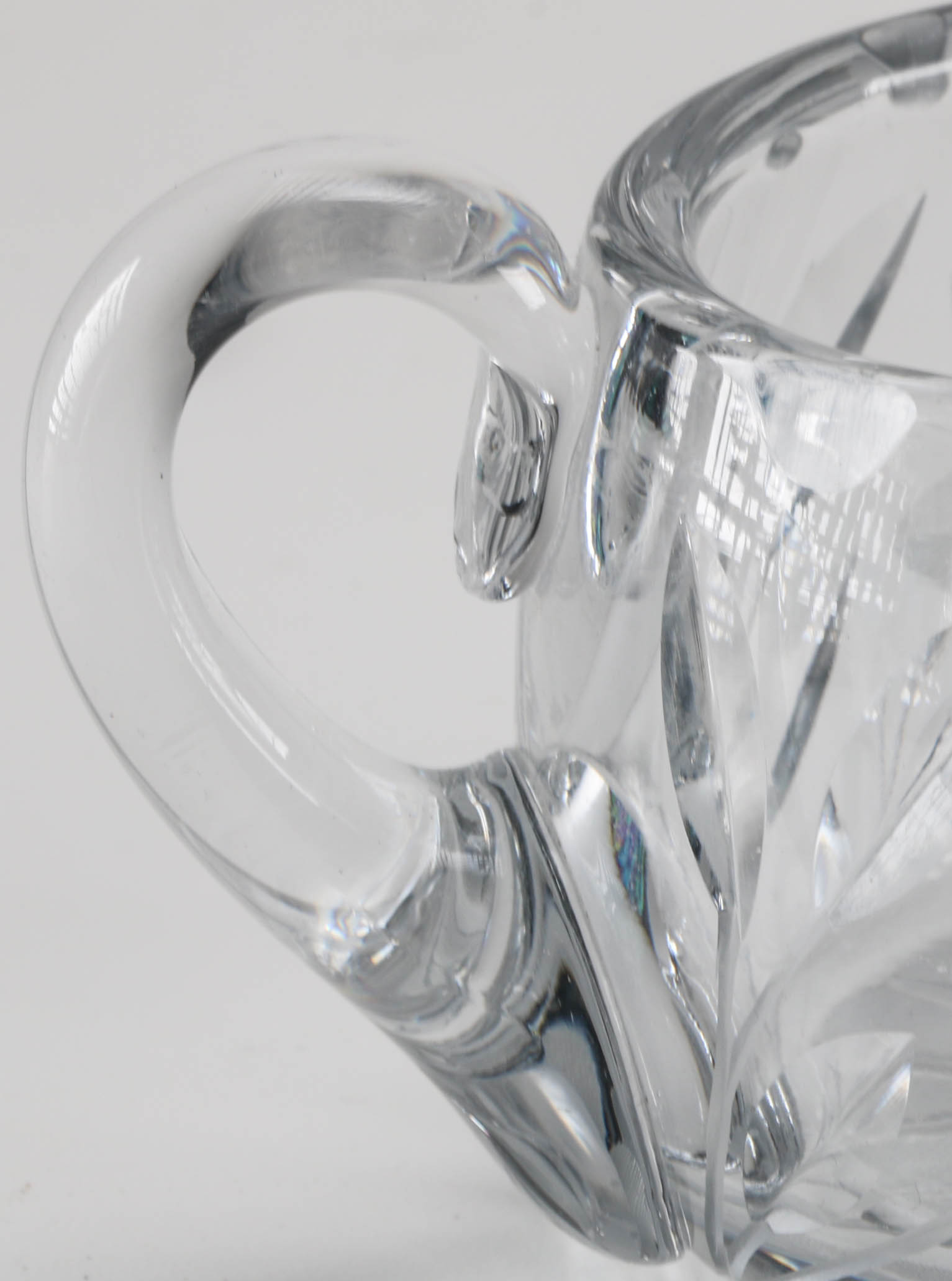 Clear Cut Glass Pitcher with Cream and Sugar Set