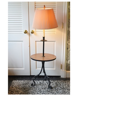 Metal Floor Lamp With Integral Wood Table