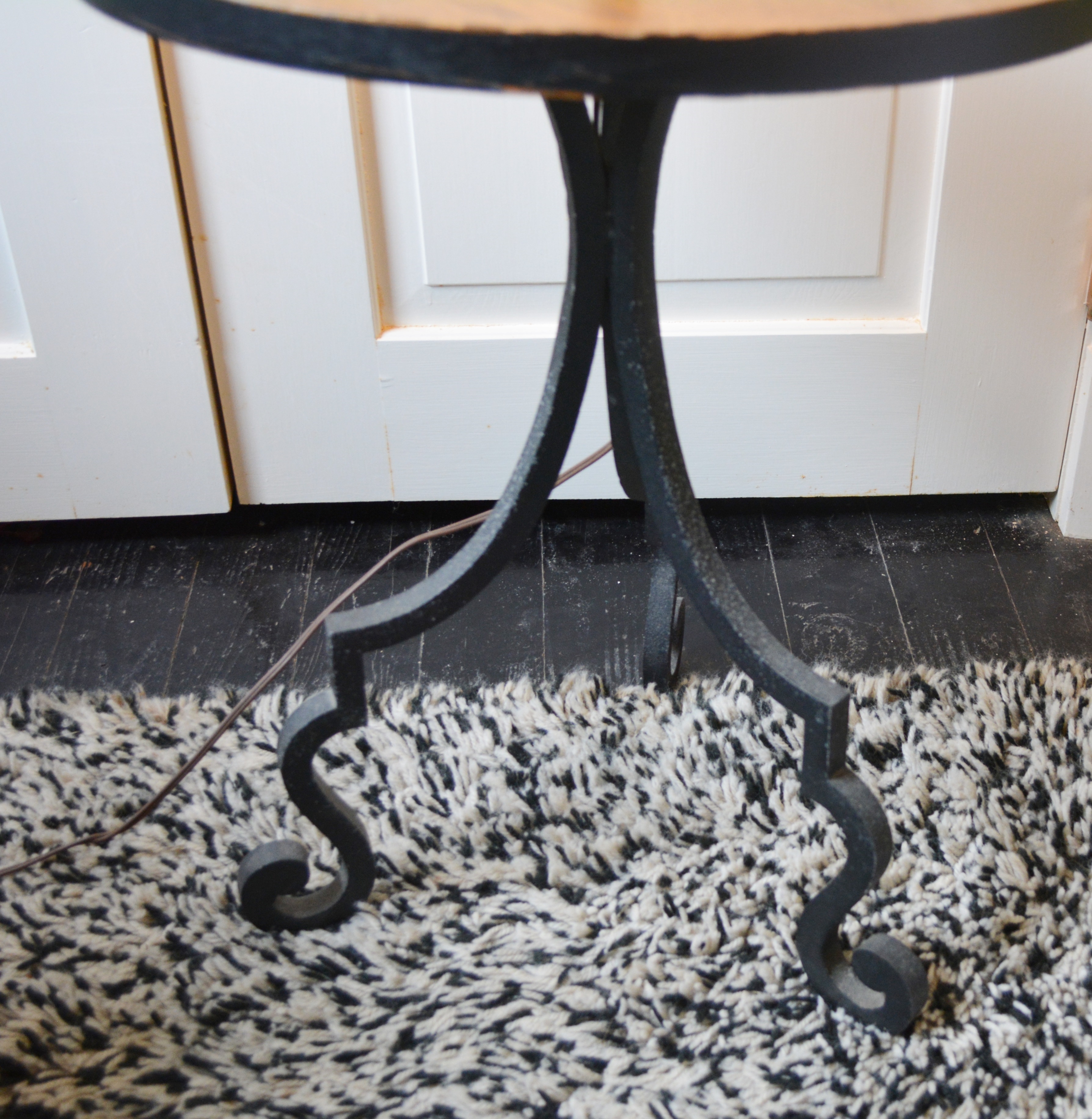 Metal Floor Lamp With Integral Wood Table