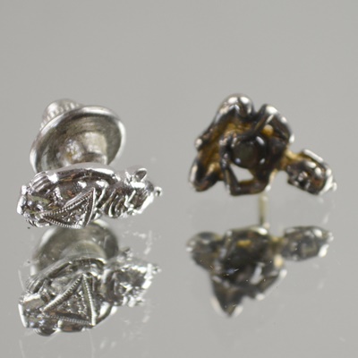 Billikins 14K Diamond Tie Tack and Buddha Gemstone Tie Tack