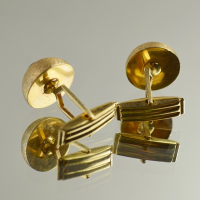 14K Yellow Gold Brushed Sphere Cufflinks