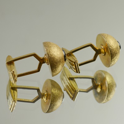 14K Yellow Gold Brushed Sphere Cufflinks