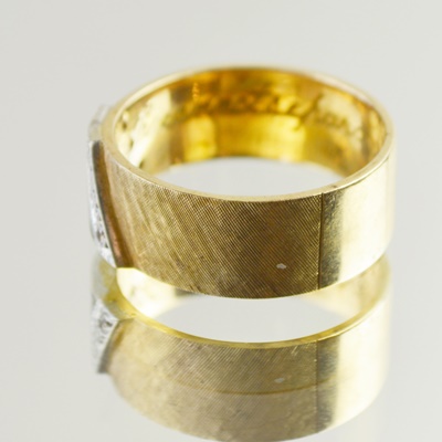 10K Yellow Gold and Diamond Masonic Ring With Inscription