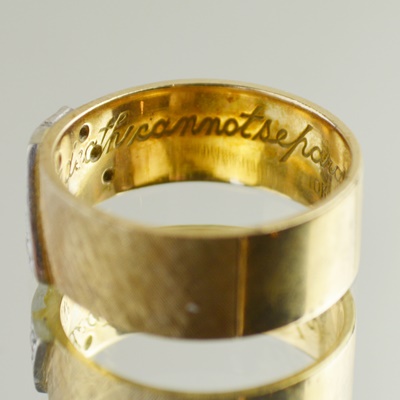 10K Yellow Gold and Diamond Masonic Ring With Inscription