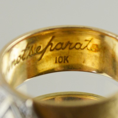 10K Yellow Gold and Diamond Masonic Ring With Inscription
