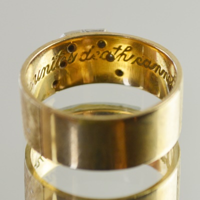10K Yellow Gold and Diamond Masonic Ring With Inscription