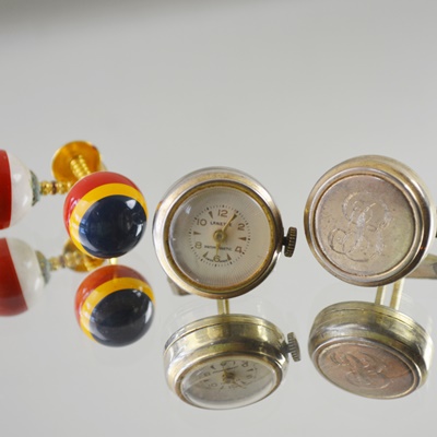 Lanette Ostara Watch Cufflinks and Porcelain Links