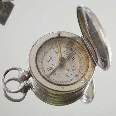 Sterling Silver Cufflinks and Nickel Compass