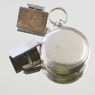 Sterling Silver Cufflinks and Nickel Compass