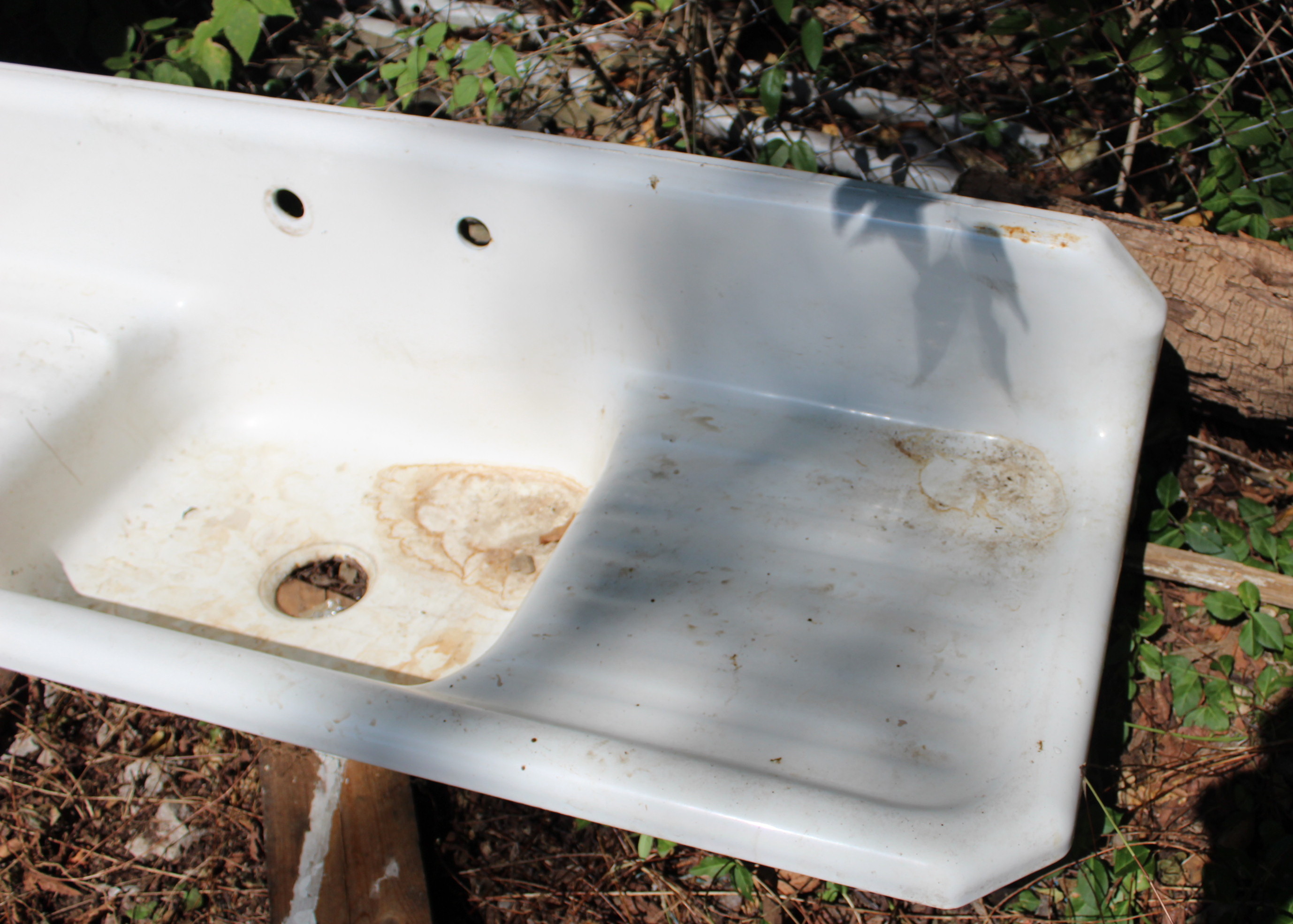 Enamel and Iron Sink With Double Drainboards