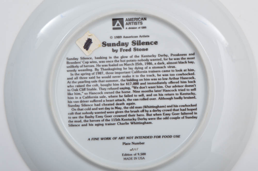 Fred Stone "Sunday Silence" Limited Edition Plate with COA