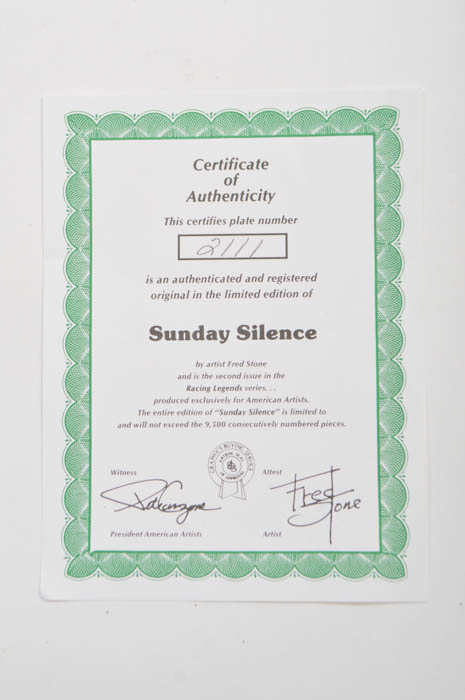 Fred Stone "Sunday Silence" Limited Edition Plate with COA