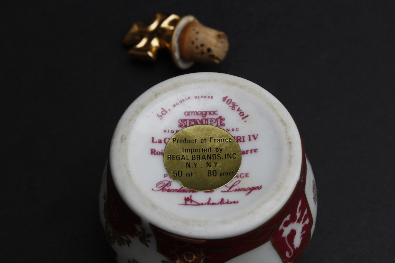 Vintage Porcelain of Limoges "King Crown" Sempe Armagnac Bottle