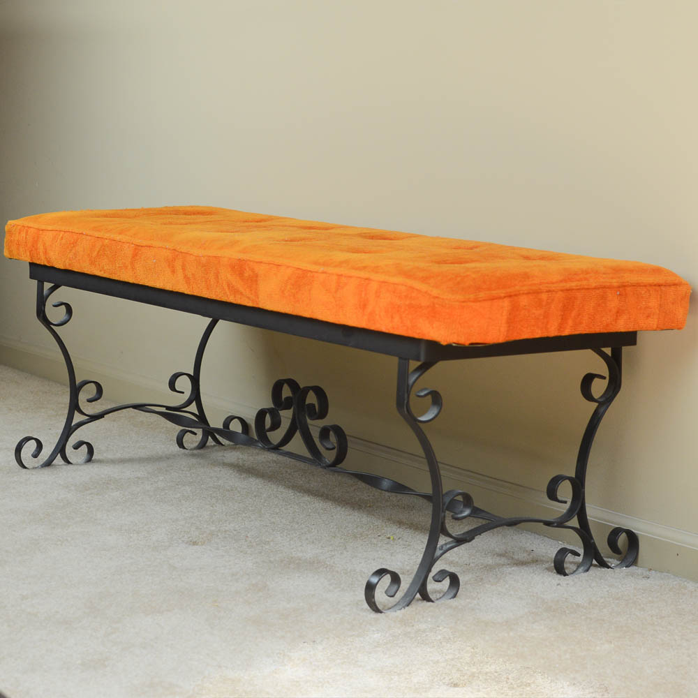 Wrought Iron Upholstered Bench