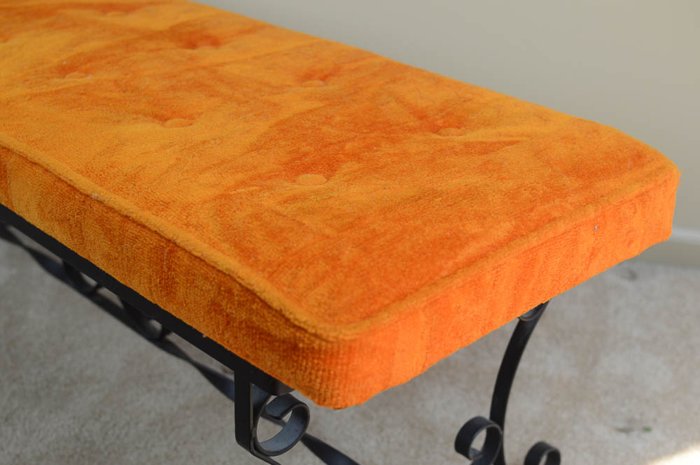 Wrought Iron Upholstered Bench