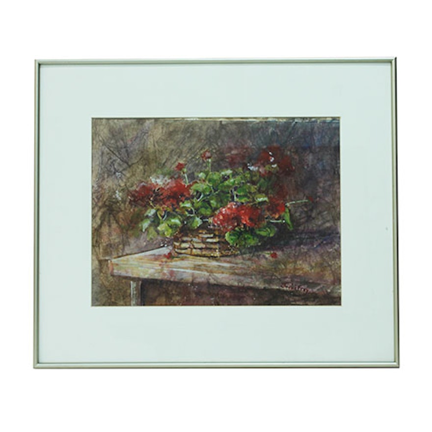 Signed Watercolor Painting by Indiana Artist, Jackie Frey