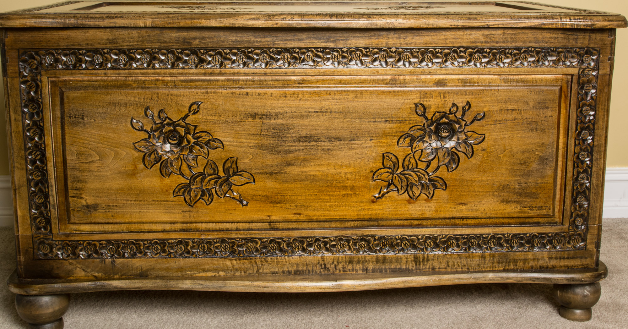 Carved Oak Hope Chest