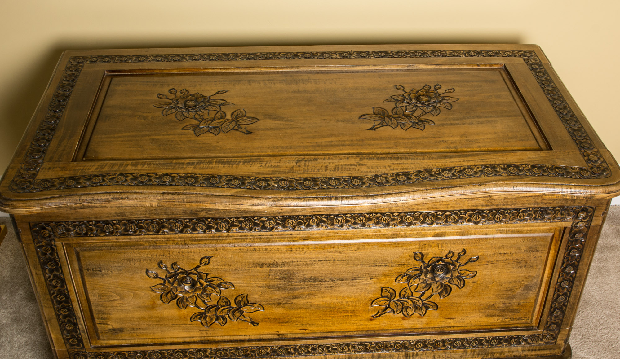 Carved Oak Hope Chest
