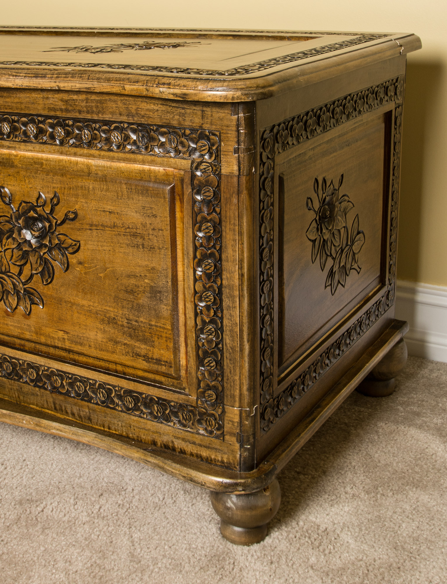 Carved Oak Hope Chest
