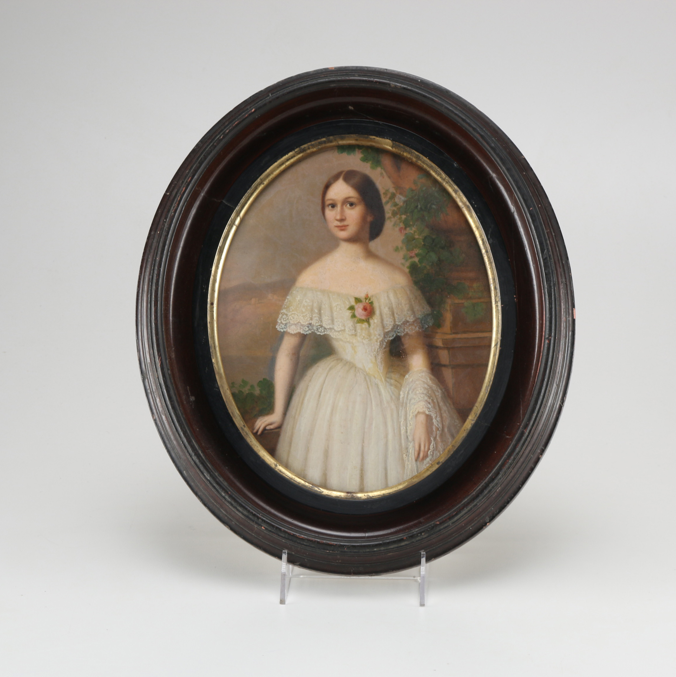 Oval Framed Vintage Oil Painting