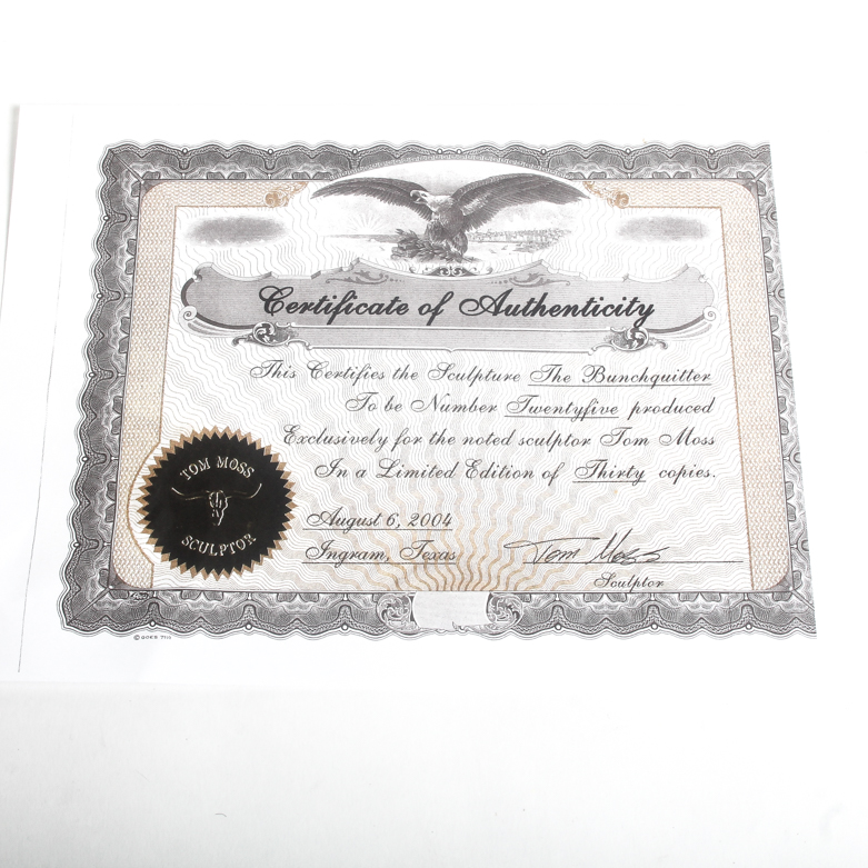 Tom Moss Bronze Sculpture "The Bunch Quitter"