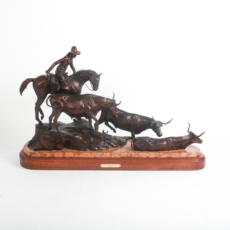 Tom Moss Bronze Sculpture "Red River Crossing"