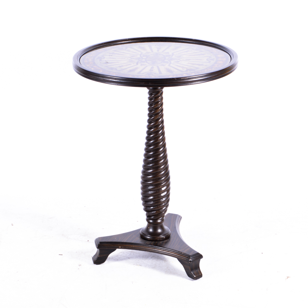 Wooden Inlay Round End Table