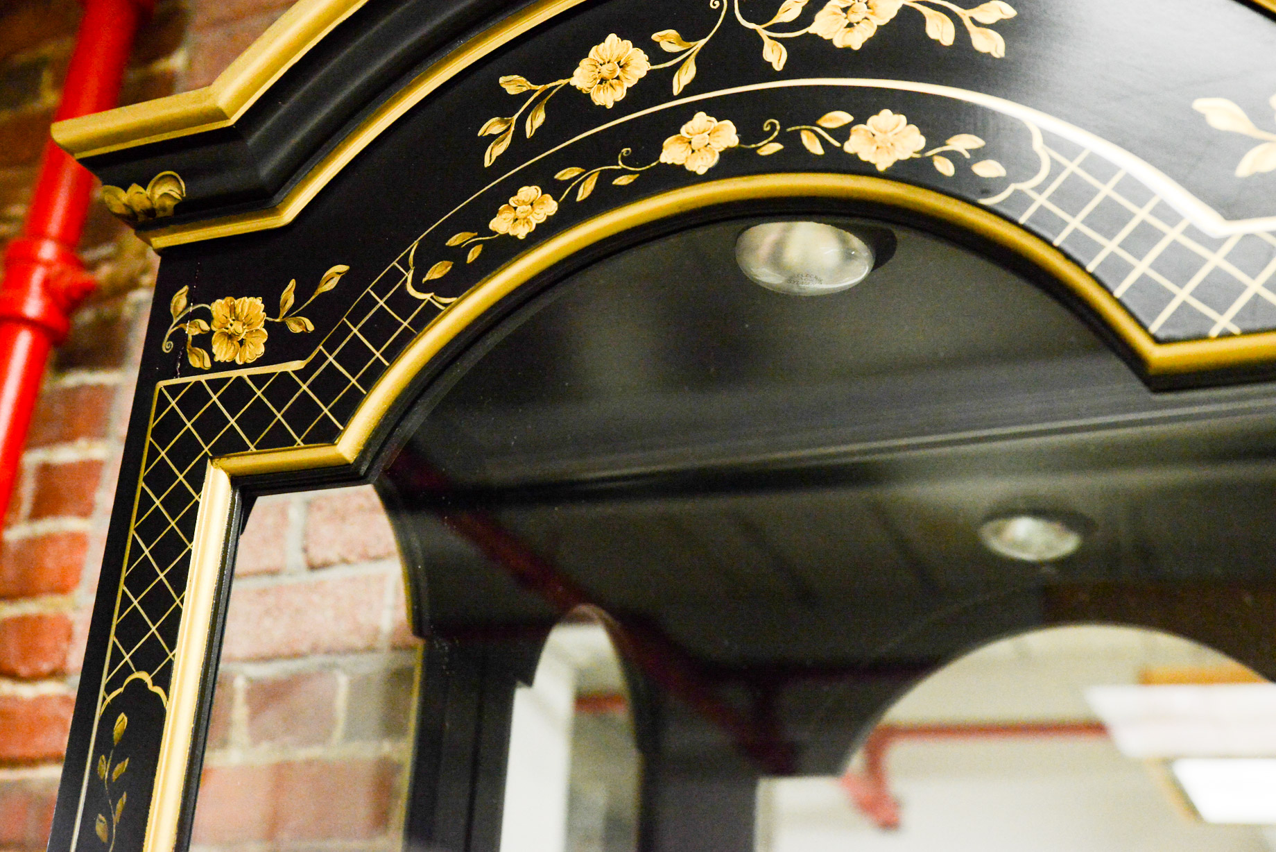 Black Lacquered Lighted Curio Cabinet