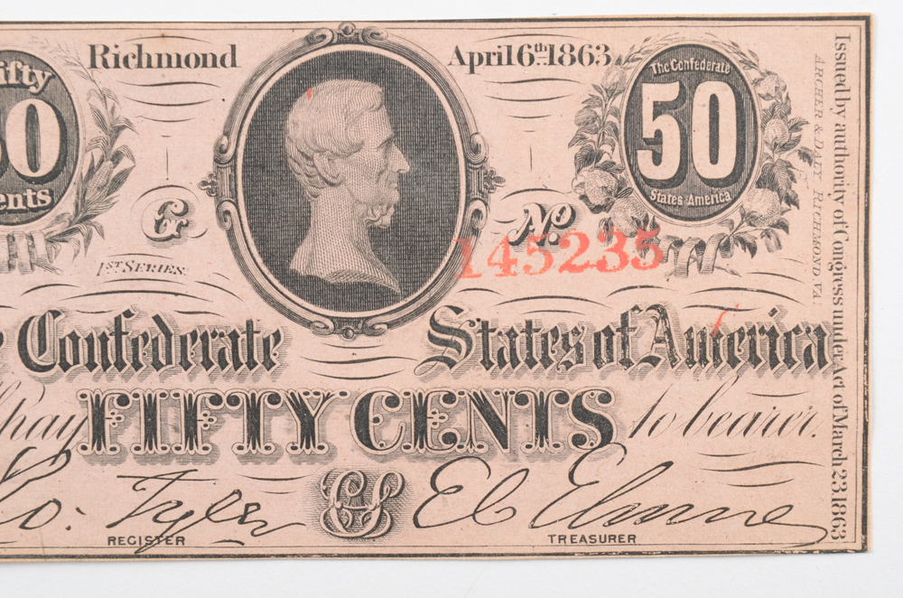 Fifty Cent Note from the Confederate States of America