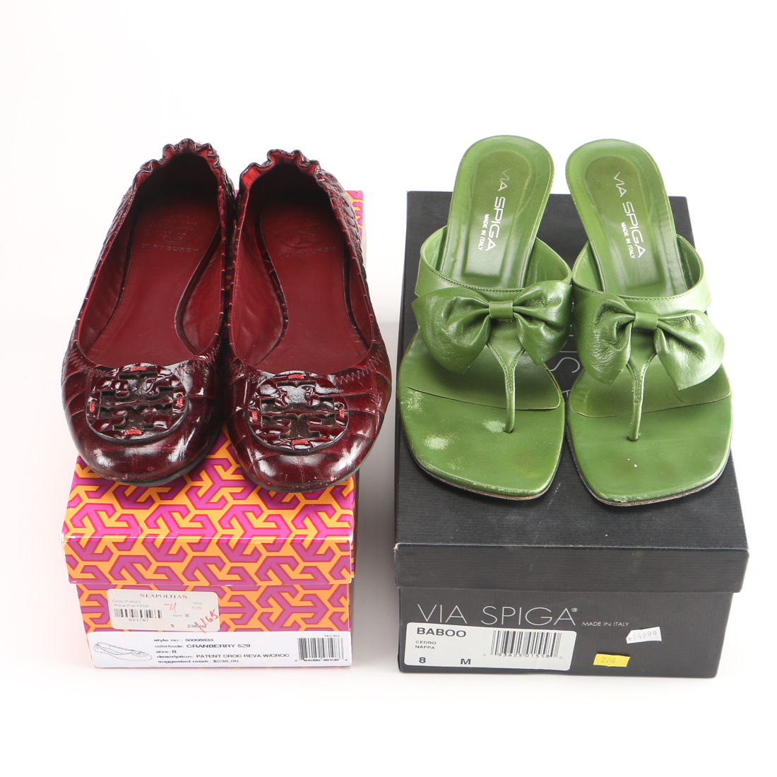 Tory Burch Ballerina Flats and Via Spiga Open Toe Heels