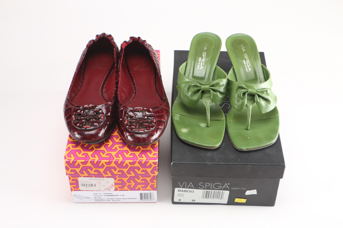 Tory Burch Ballerina Flats and Via Spiga Open Toe Heels