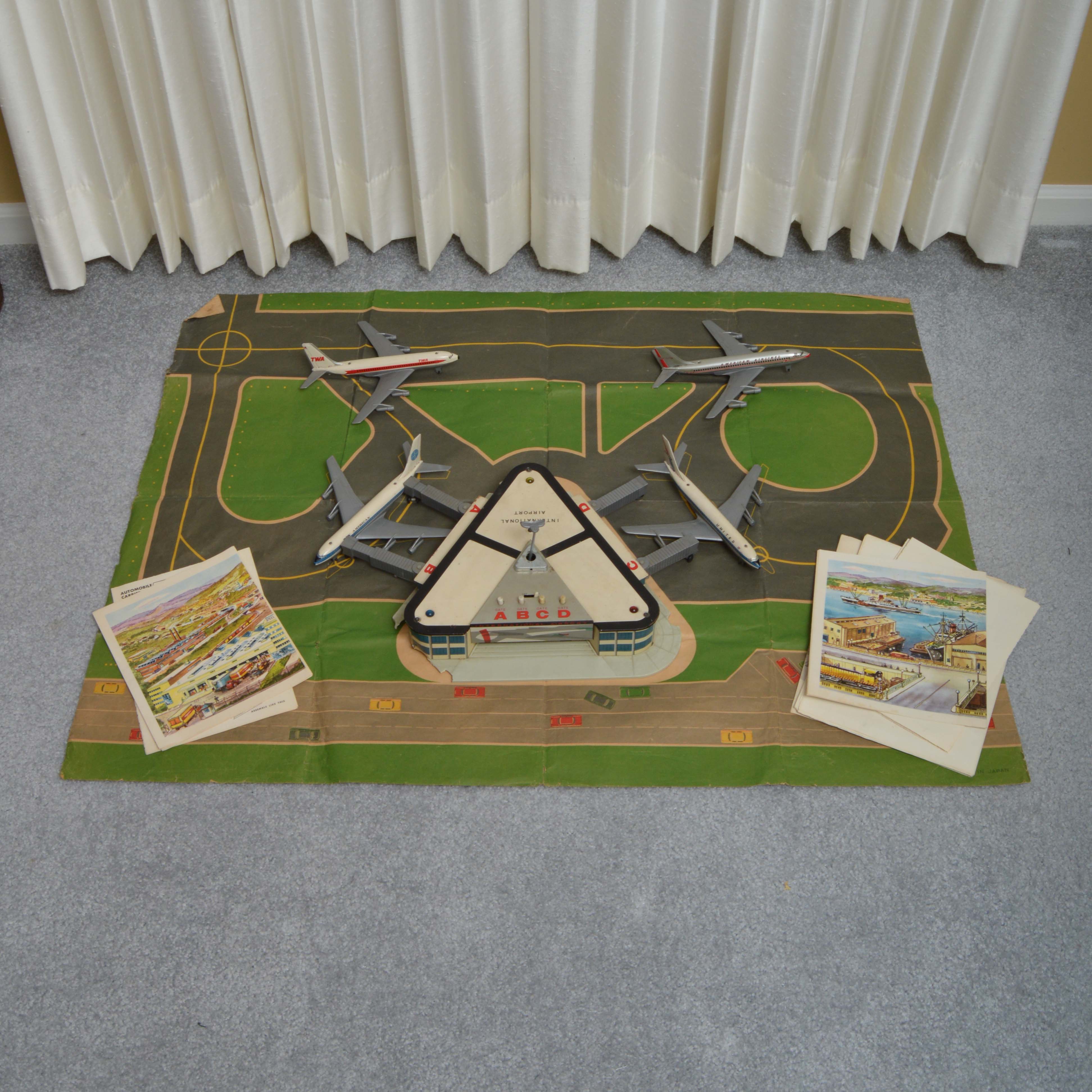 Vintage Toy Airport Terminal and Tarmac