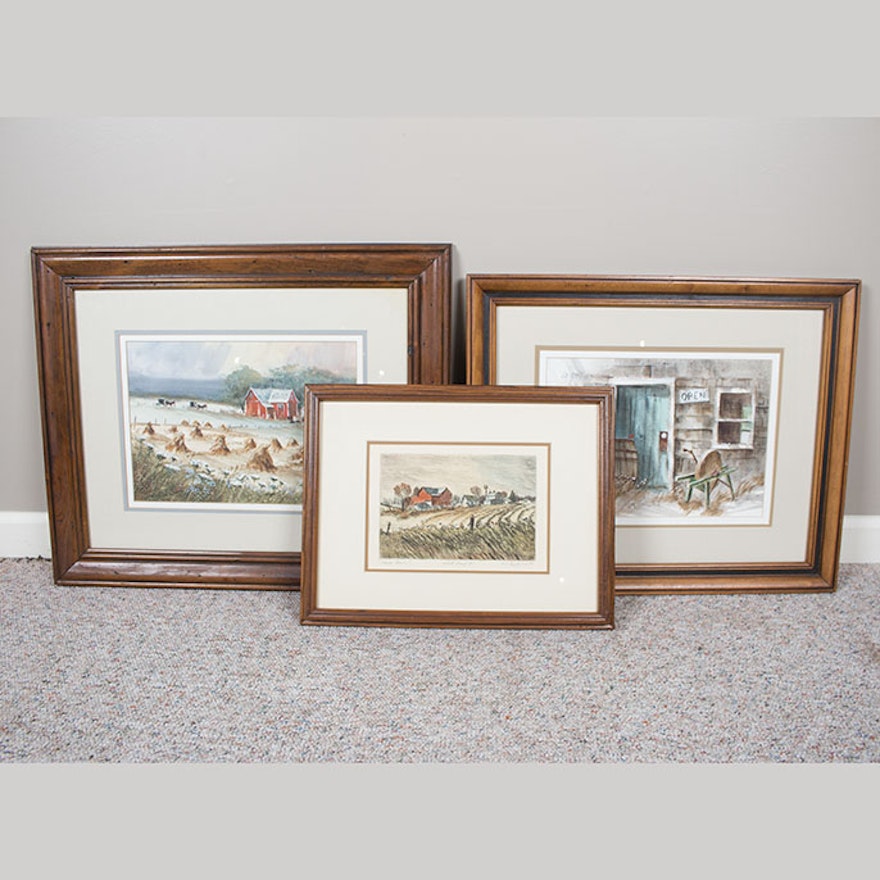 Three Signed Watercolor Paintings by Ed Gifford