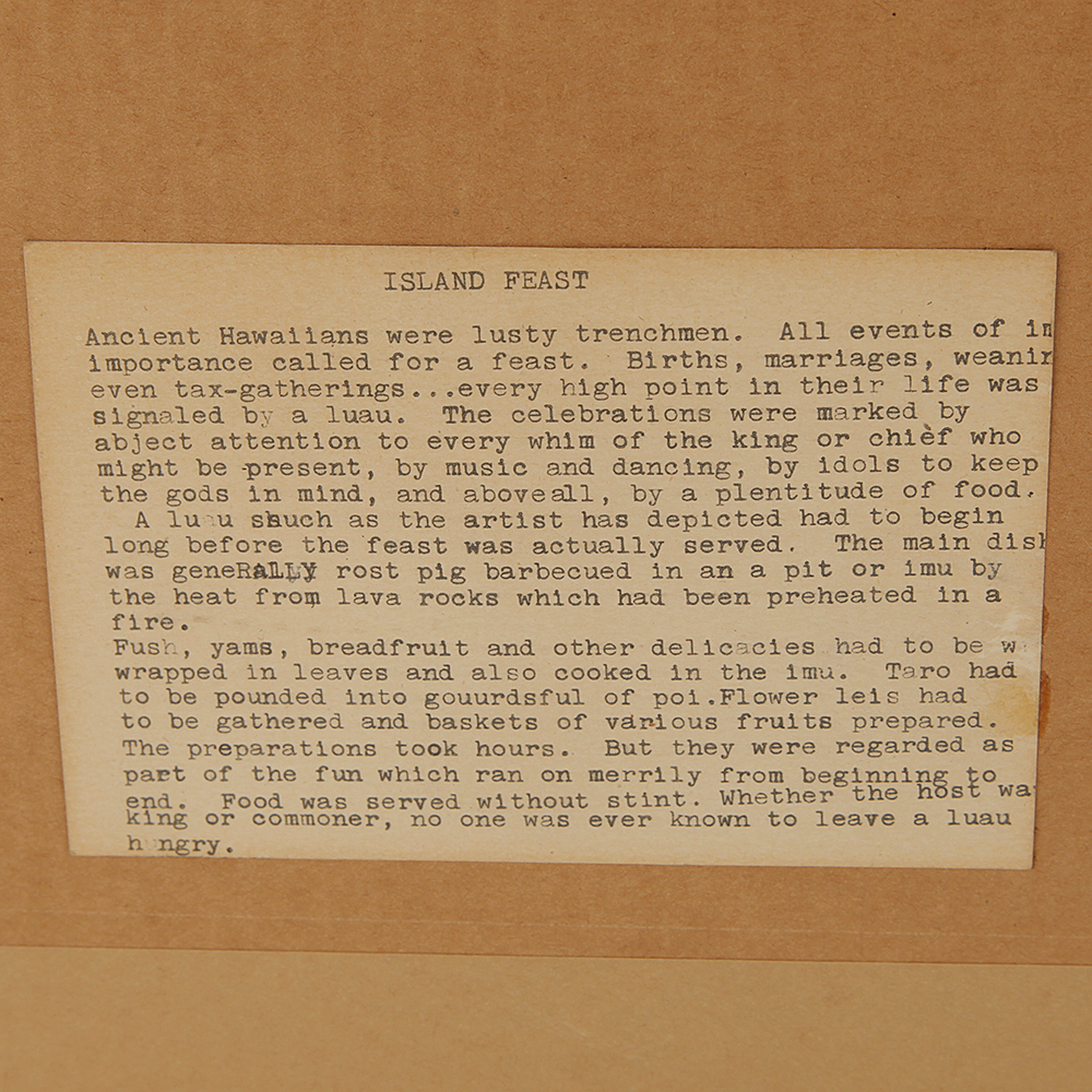 Eugene Savage Lithograph of Hawaiian History Murals Titled "Island Feast"