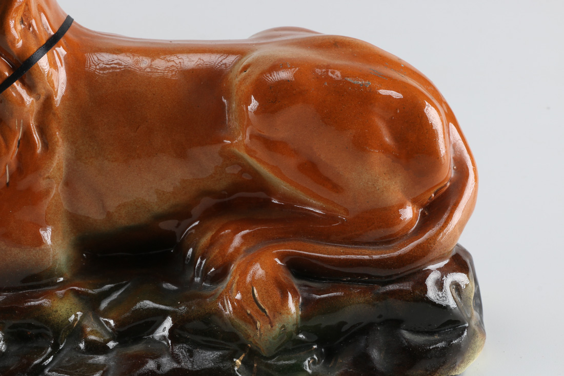 Pair of Antique Bo'ness Pottery Chimney Lions