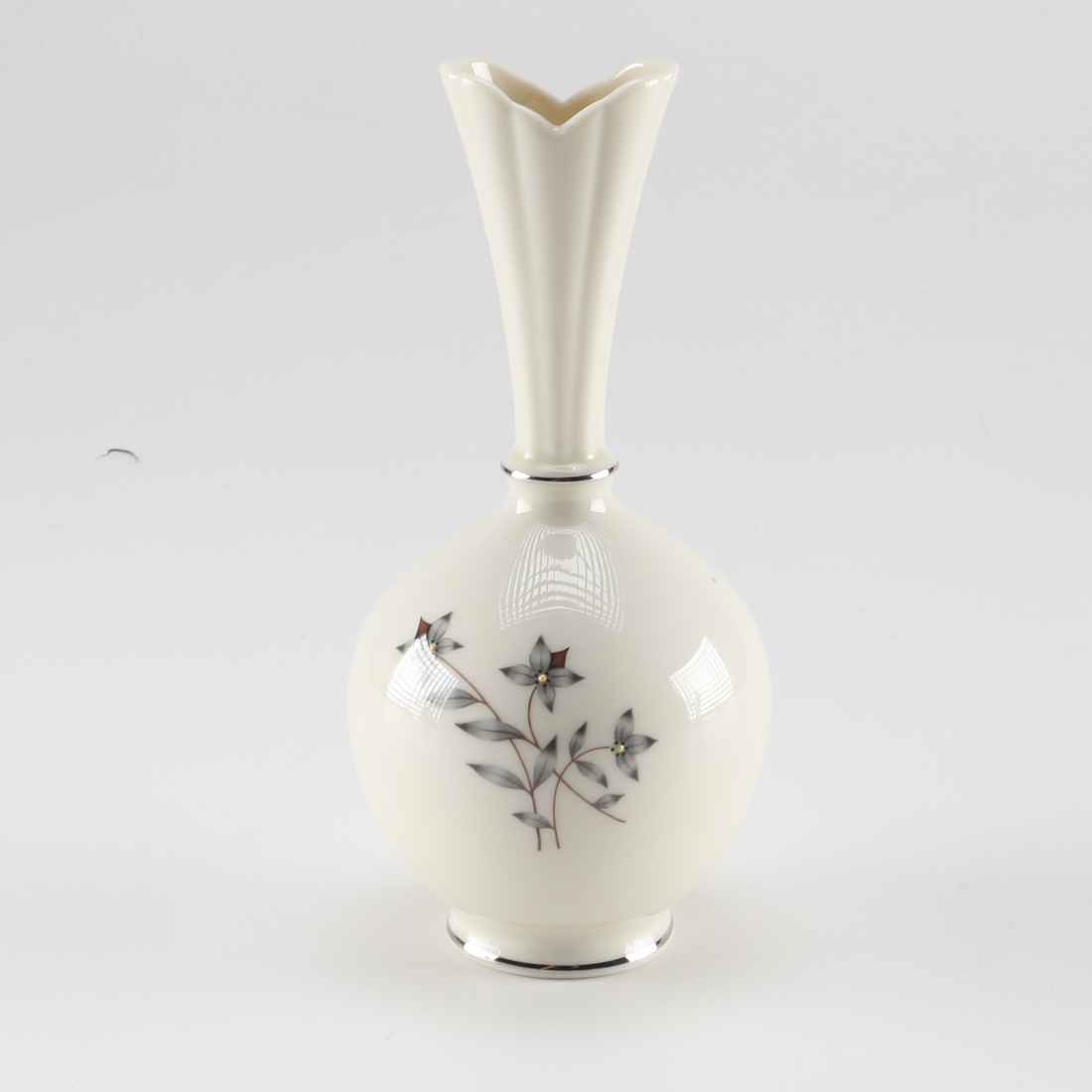 Mid-Century Lenox Bud Vase with Painted Flowers