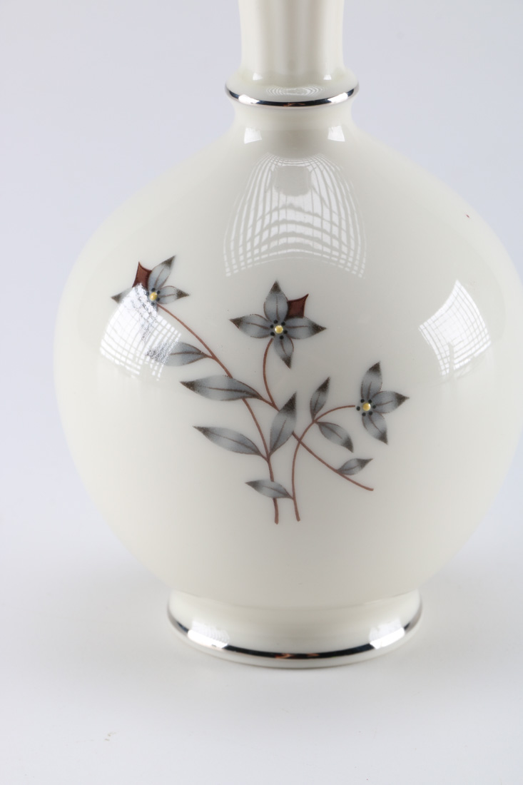 Mid-Century Lenox Bud Vase with Painted Flowers