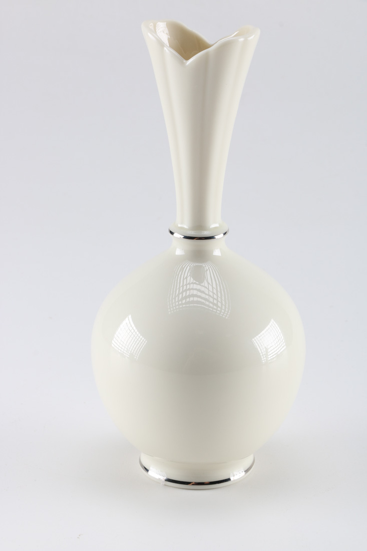 Mid-Century Lenox Bud Vase with Painted Flowers