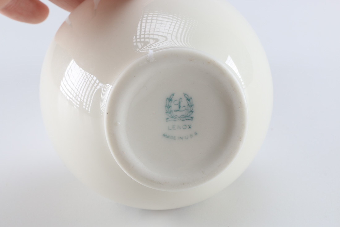 Mid-Century Lenox Bud Vase with Painted Flowers