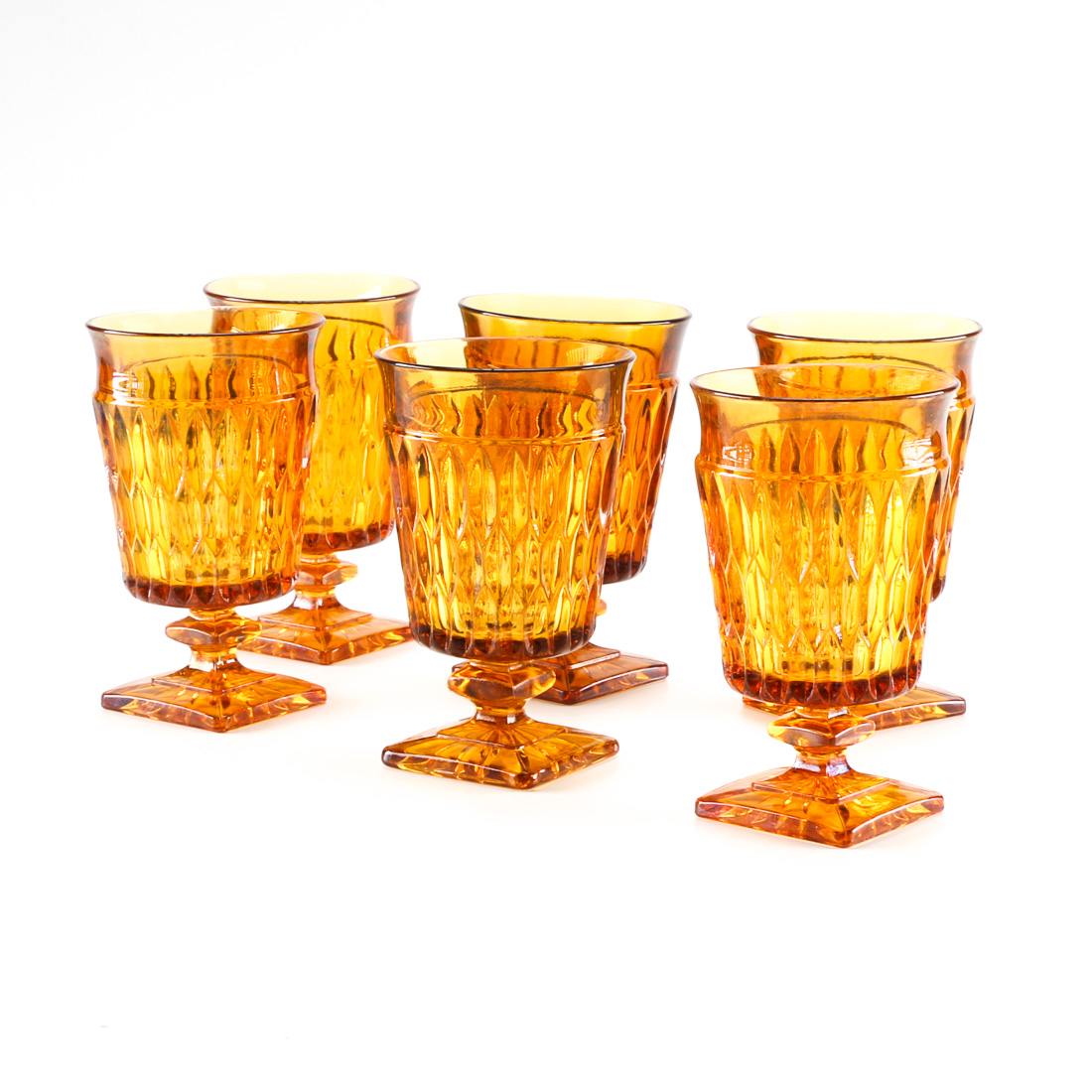 1970s Indiana Glass "Mt. Vernon" Gold Goblets