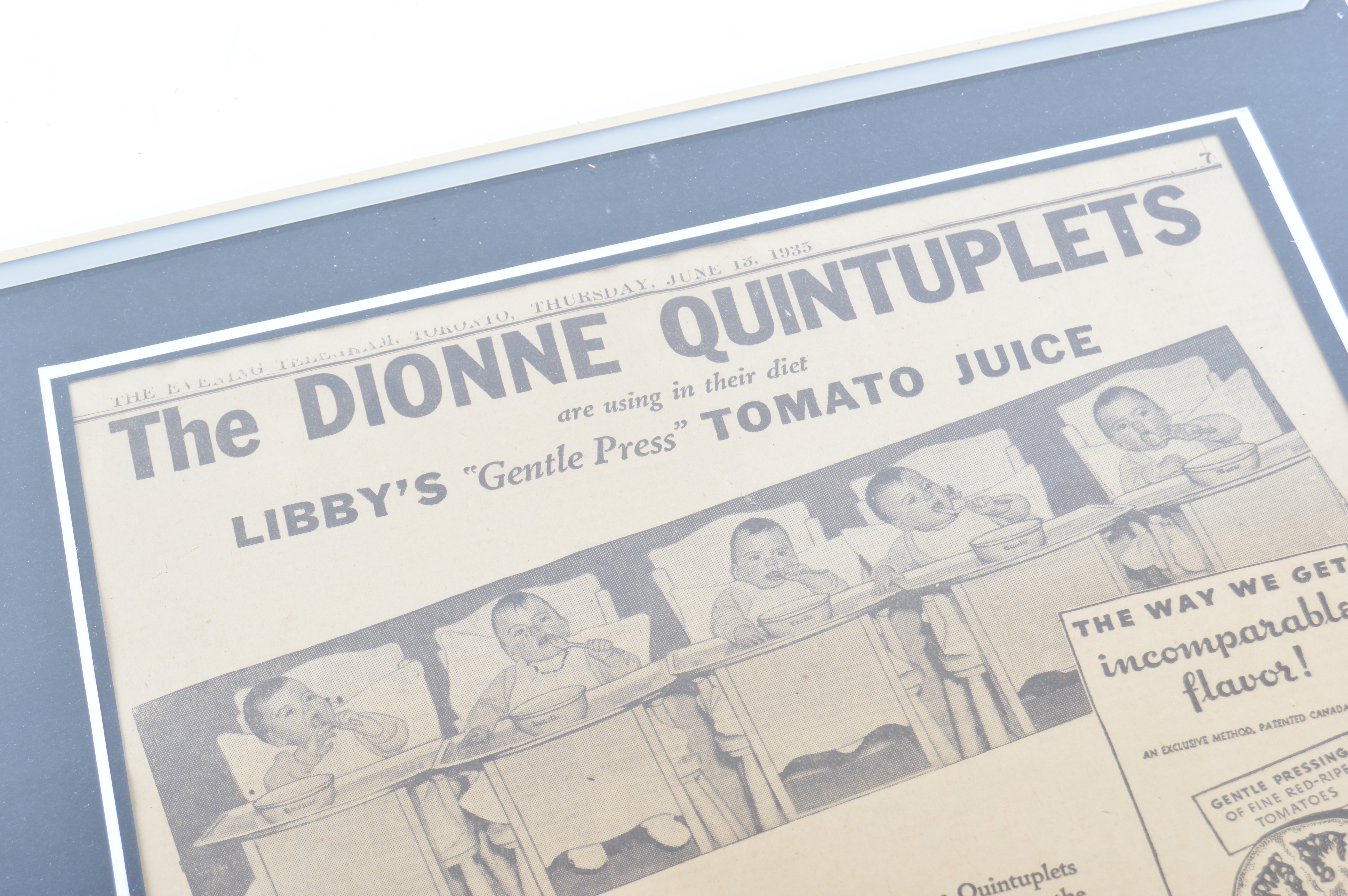 Framed Dionne Quintuplets Advertisments